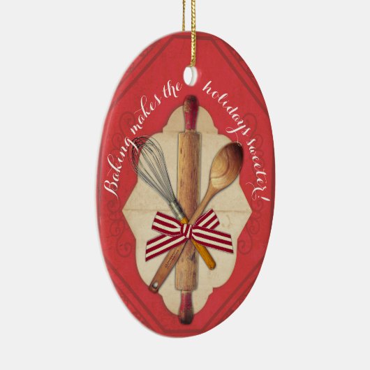 木のベーキングの道具弓クリスマスのオーナメント セラミックオーナメント (右)