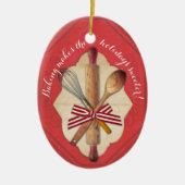 木のベーキングの道具弓クリスマスのオーナメント セラミックオーナメント (正面)