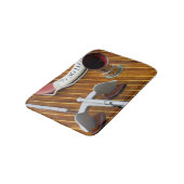 木のボートのいかりそして人生のブイ バスマット (アングル)