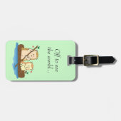 木のボートのかわいいハリネズミのカップルの航行 ラゲッジタグ (正面横)