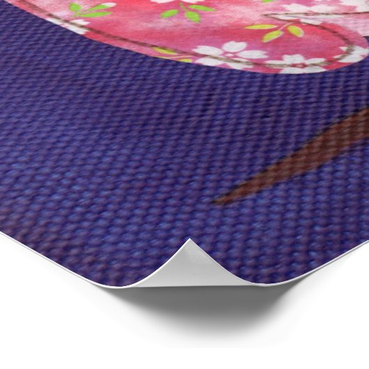 木のポスターのピンクのフクロウの夏の夜 ポスター (角)