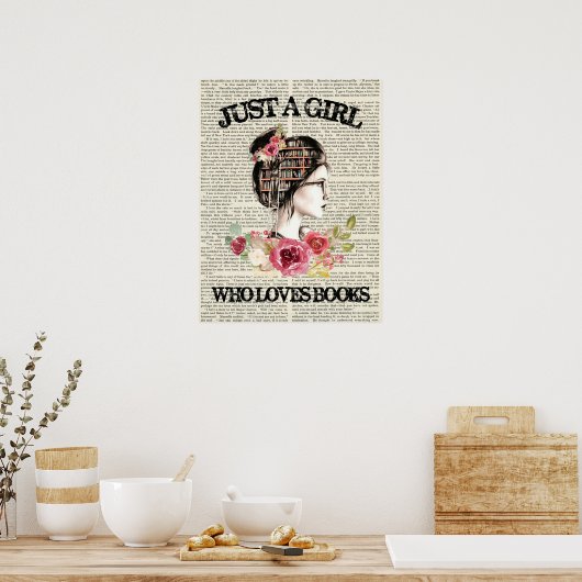 木のポスターを書くのが大好きな女の子 ポスター (キッチン)