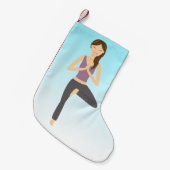 木のポーズのヨガの女性 スモールクリスマスストッキング (正面 (吊り時))