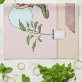 木のポーズ ヨガ ヴリクシャーサナ 女性 オーダーメイド ネーム キッチンタオル (折り畳み)