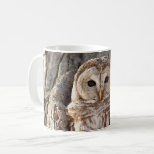 木のマグのアメリカフクロウ コーヒーマグカップ (正面左)