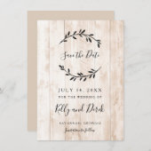 木のミニマ素朴リストの支部が日付を救う 招待状 (正面/裏面)