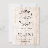 木のミニマ素朴リストの支部が日付を救う 招待状 (正面)