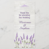 木のメニューに紫のラベンダー結婚の花 メニュー (裏面)