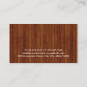 木のモダン背景シザーとコーム美容師 名刺 (裏面)