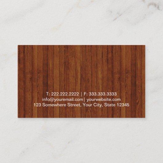 木のモダン背景シザーとコーム美容師 名刺 (裏面)