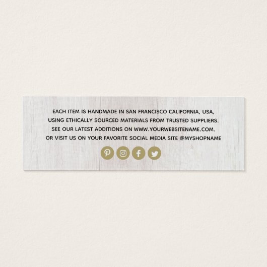木のモダン背景ロゴ衣料価格ラベル (裏面)