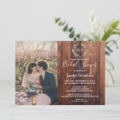 木のモノグラム写真 ブラルシャワー 招待状 (スタンド正面)