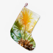 木のヤシの明るい太陽の夏の背景。トロピカルp スモールクリスマスストッキング (正面 (吊り時))