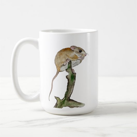 木のリアルな水色マウス コーヒーマグカップ (左)