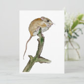 木のリアルな水色マウス 招待状 (スタンド正面)