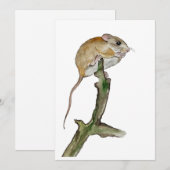 木のリアルな水色マウス 招待状 (正面/裏面)