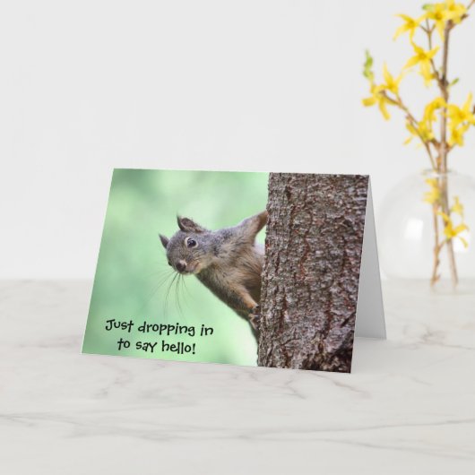 木のリス カード (黄色い花)