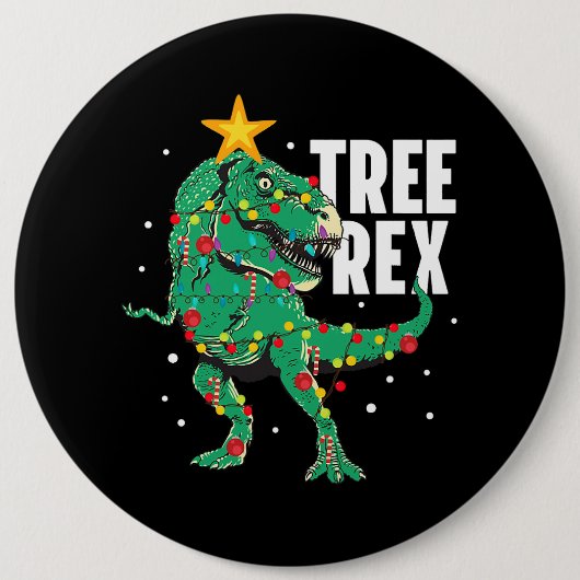 木のレックスおもしろいREx愛恐竜クリスマスツリー 缶バッジ (正面)