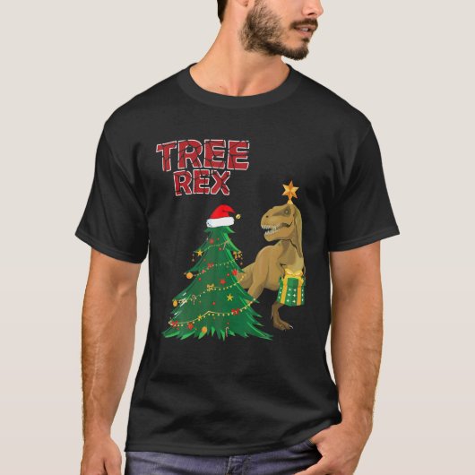 木のレックスのクリスマス衣装の木の贈り物 Tシャツ (正面)