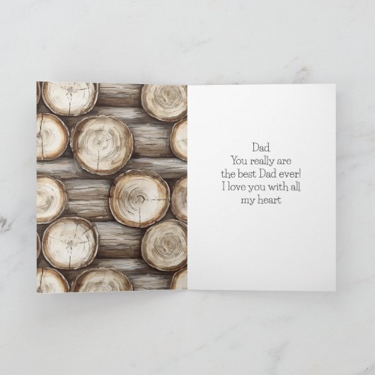 木のログハウスの誕生日 カード (内部)