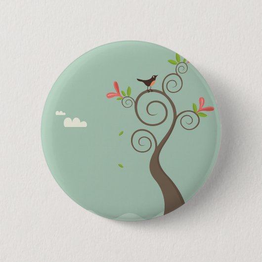 木のロビン 缶バッジ (正面)