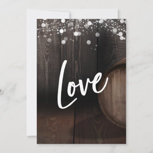 木のワインバレルカジュアルが~の結婚光を放つ 招待状 (裏面)