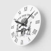 木のヴィンテージのイラストレーションの柱時計を救って下さい ラウンド壁時計 (傾斜)