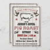 木のヴィンテージのブタのローストの招待状 招待状 (正面/裏面)