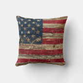 木のヴィンテージの米国旗 クッション (裏面)