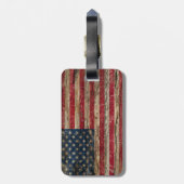 木のヴィンテージの米国旗 ラゲッジタグ (裏面縦)