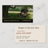 木のヴィンテージの自動車の下の古いトラック 名刺 (正面/裏面)