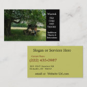 木のヴィンテージの自動車の下の古いトラック 名刺 (正面/裏面)