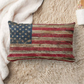 木のヴィンテージの英国国旗および米国旗 ランバークッション (ブランケット)