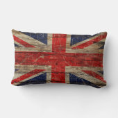 木のヴィンテージの英国国旗および米国旗 ランバークッション (裏面)