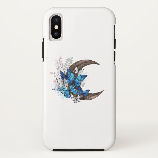 木の三日月に青い蝶 Case-Mate iPhoneケース (裏面)