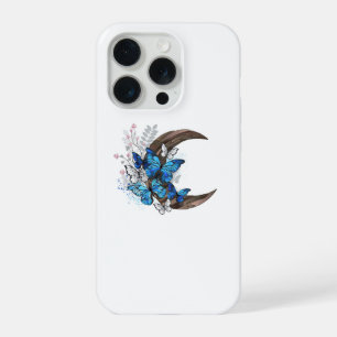木の三日月に青い蝶 iPhone 15 PROケース