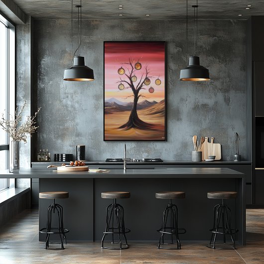 木の上つるのポケットの腕時計の夢の風景 ポスター