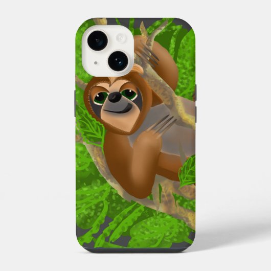 木の上でくつろぐナマケモノ iPhoneケース (裏面)