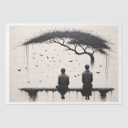 木の上での禅の瞑想、私たちの生活 –  薄葉紙 (正面)