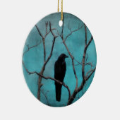 木の上でカラス セラミックオーナメント (右)