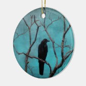 木の上でカラス セラミックオーナメント (左)