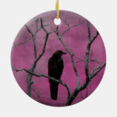 木の上でカラス セラミックオーナメント (裏面)