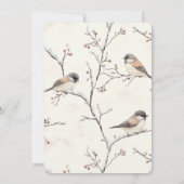 木の上でロマンチックな鳥のウェディング 招待状 (裏面)