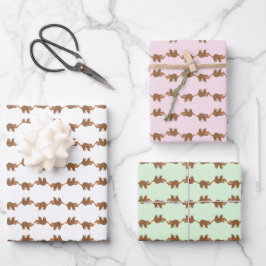 木の上で寝ているスロー 動物 かわいい マルチカラー ラッピングペーパーシート