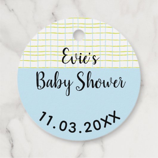 木の上で赤ちゃんシャワーブルーフクロウ フェイバータグ (裏面)