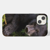 木の上で遊ぶクロクマの子熊 iPhoneケース (裏面横)