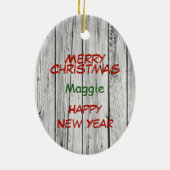 木の上にかわいいサンタハットパグ犬 セラミックオーナメント (裏面)