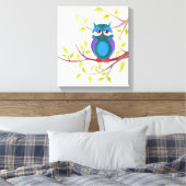 木の上にかわいい眠絵画いフクロウ キャンバスプリント (インサイチュ (寝室))