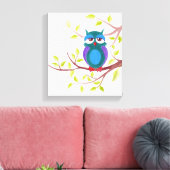 木の上にかわいい眠絵画いフクロウ キャンバスプリント (インサイチュ (リビング))