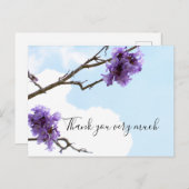 木の上にジャカランダ紫の花サンキューカード ポストカード (正面/裏面)